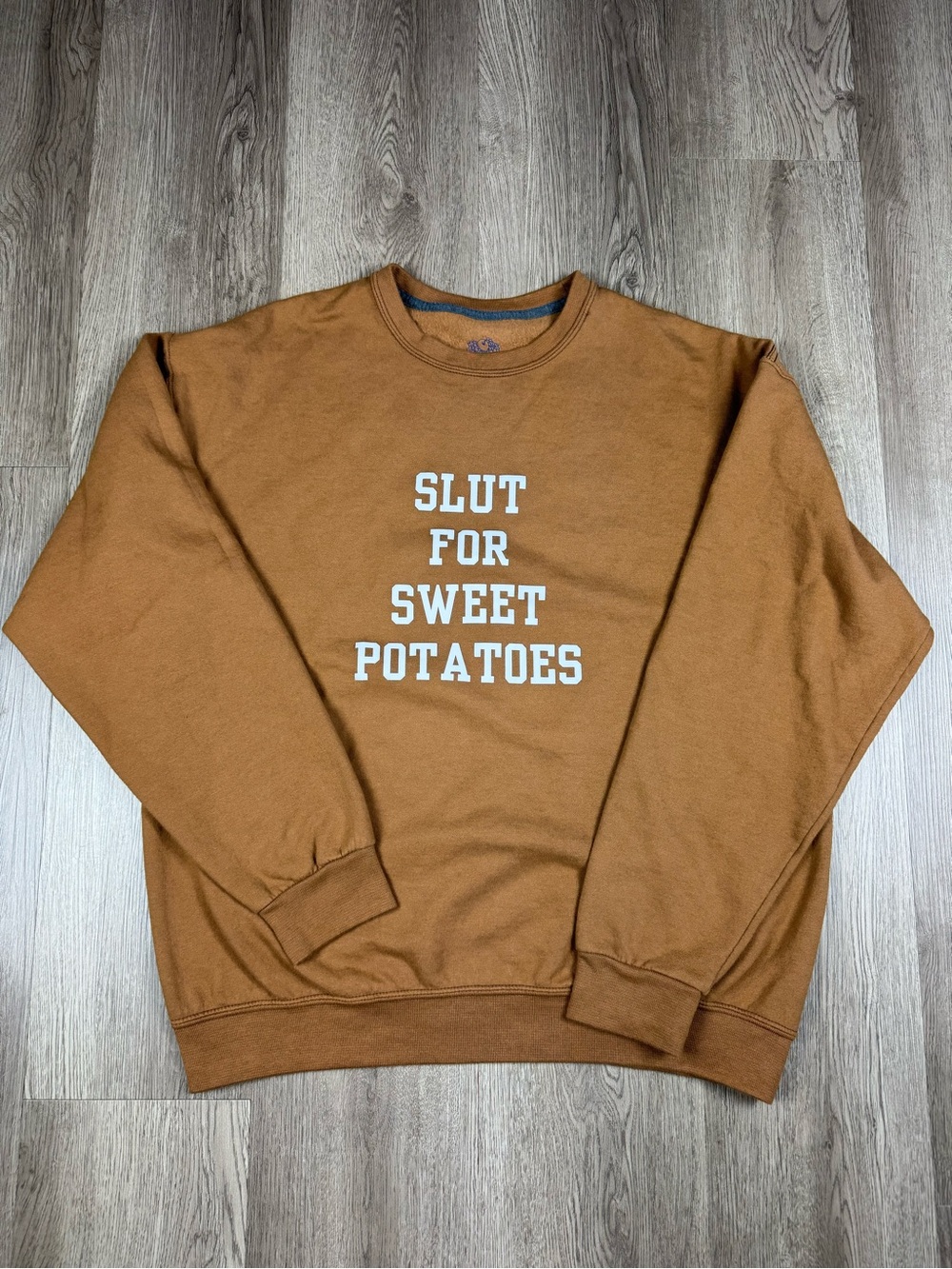 Brown Graphic Crewneck‎ Sweatshirt Sweet Potatoes Thanksgiving Obscure Holiday